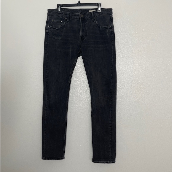 All Saints Jeans Mens 33 L32 Rex Slim Fit 5-Pocket Stretch Denim Washed Black - Picture 1 of 8